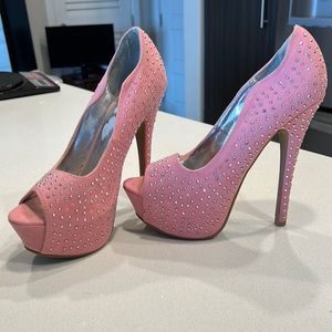 Kiss & Tell Pink With Rhinestone High Heel
